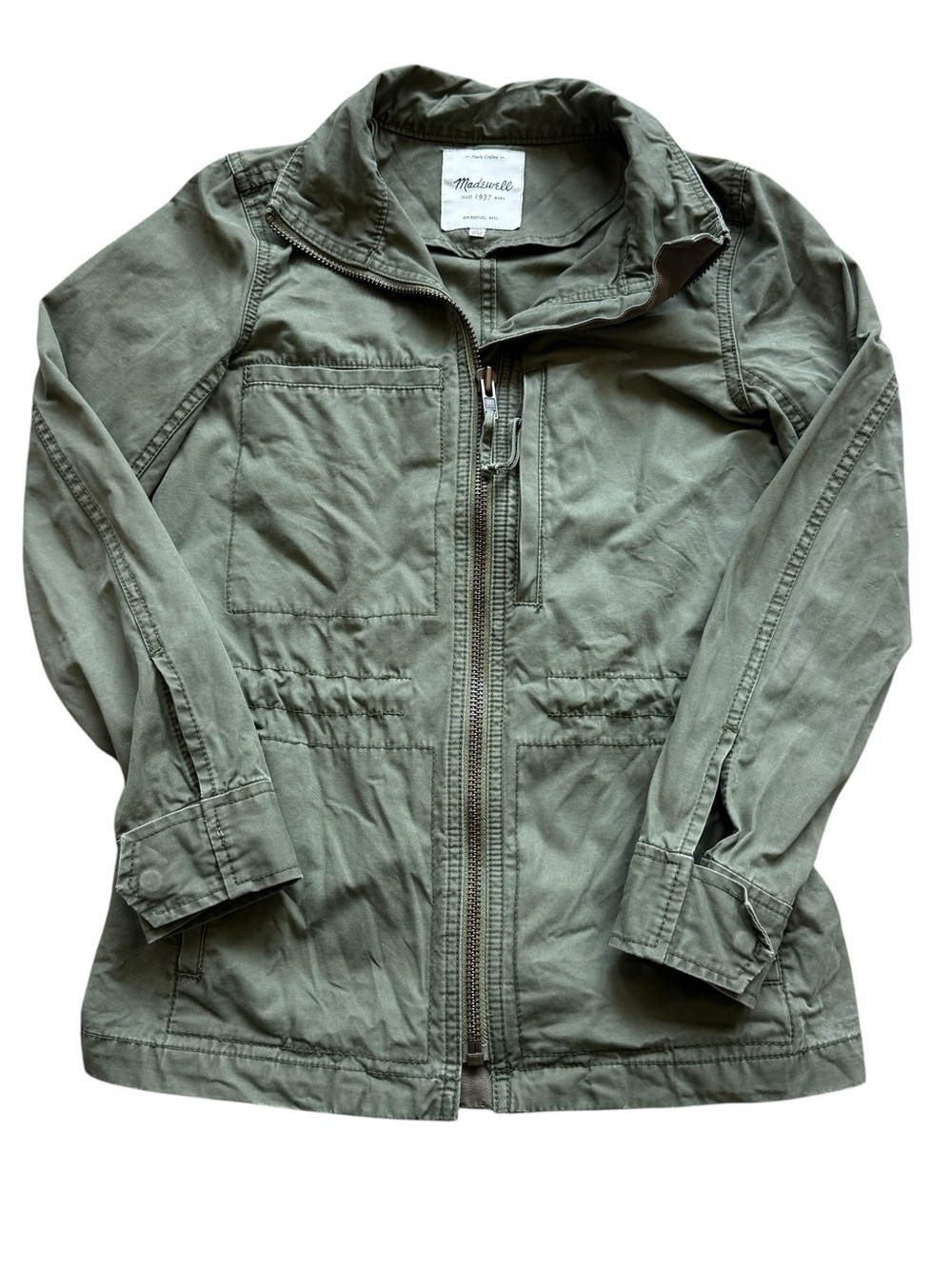 Madewell Olive Green Utility Military Field Jacket Cotton Zip Lightweight XXS